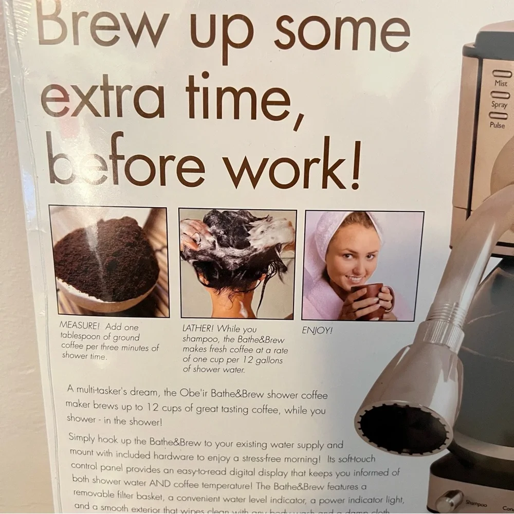 NEW Bathe & Brew Prank Fake Funny COFFEE MAKER SHOWER PARODY Joke Gift Box